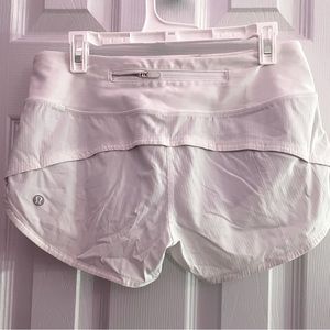 White Lululemon Speed Up Shorts